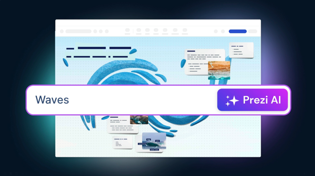 Prezi AI generates presentations instantly based on your topic. 